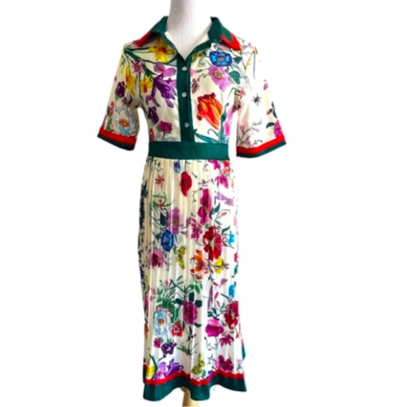 New DALIA MACPHEE SHORT SLEEVE PLEATED FLORAL DRESS - Picture 6 of 14